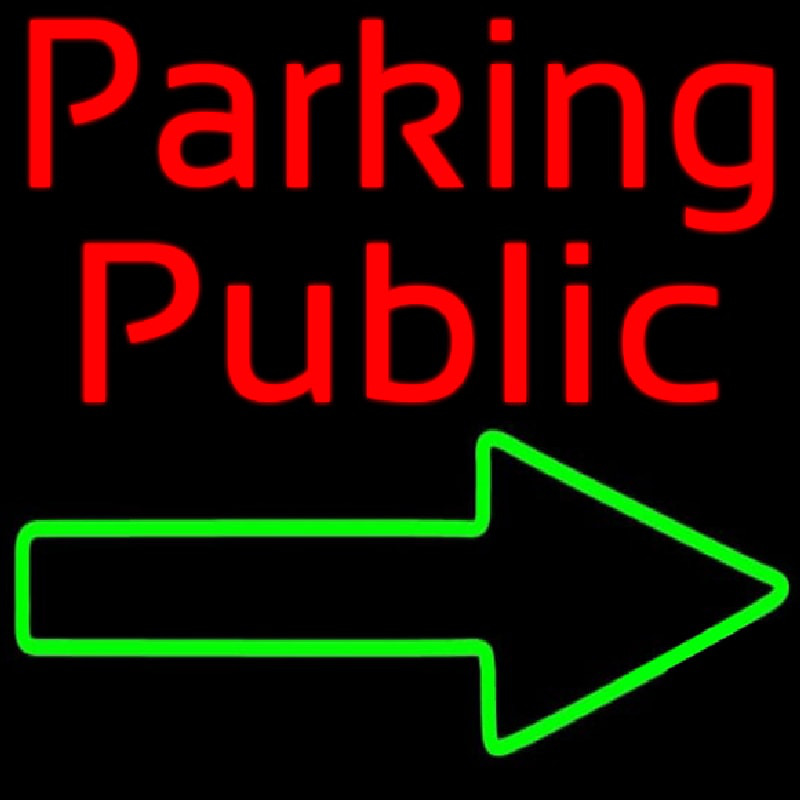 Custom Red Public Parking With Arrow Neon Sign USA