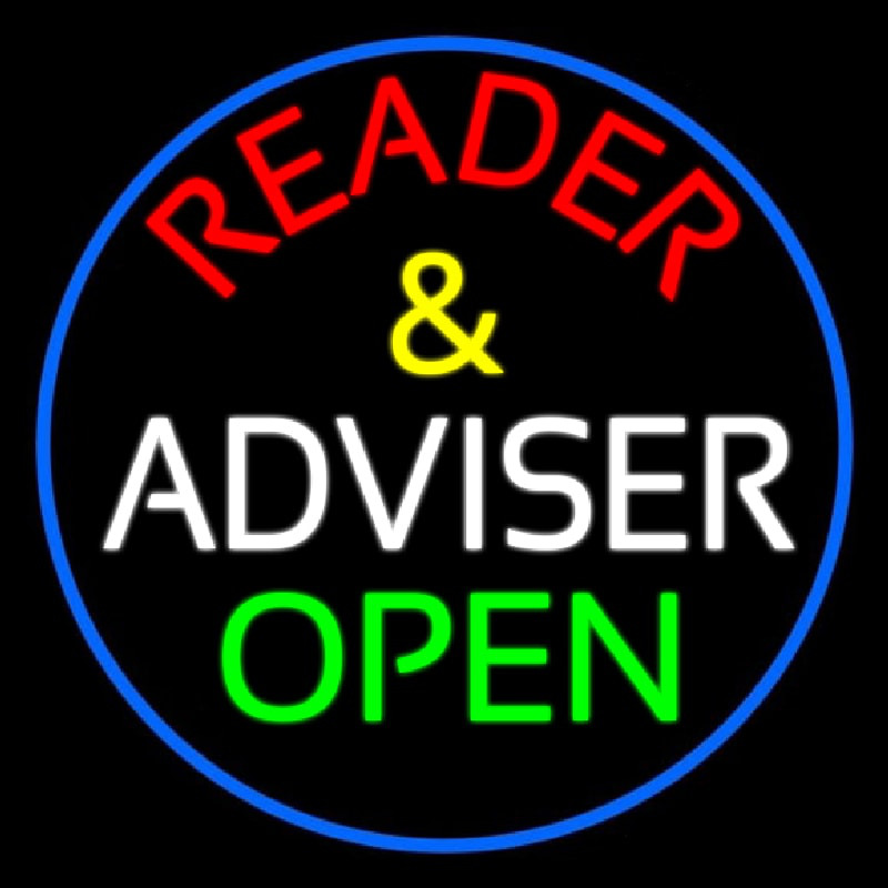 Custom Red Reader And White Advisor Green Open With Blue Border Neon Sign USA