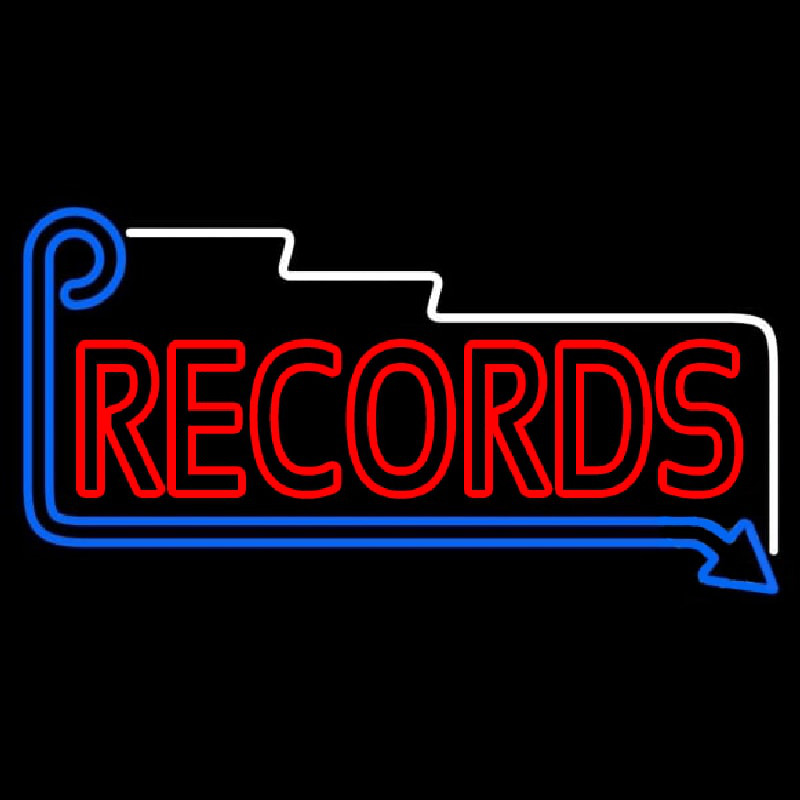 Custom Red Records Block With Arrow Neon Sign USA