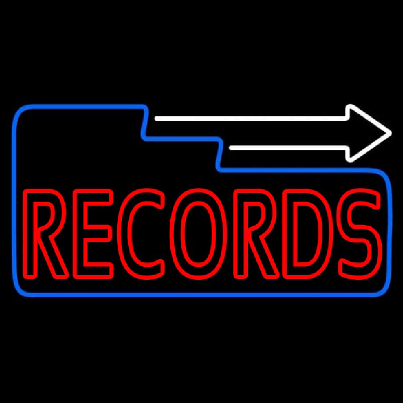 Custom Red Records Block With White Arrow 3 Neon Sign USA