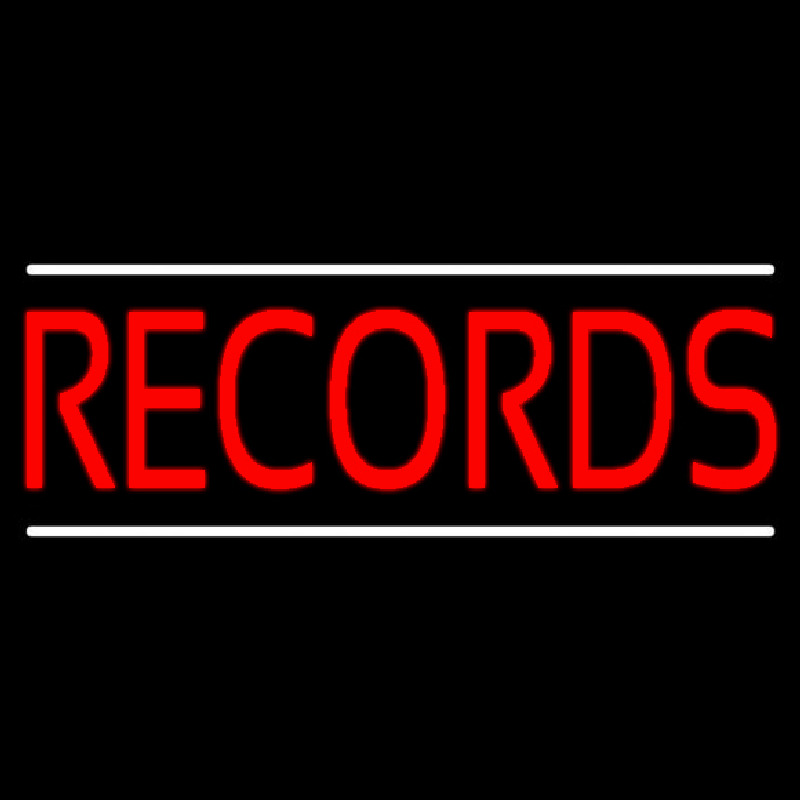 Custom Red Records White Line Neon Sign USA