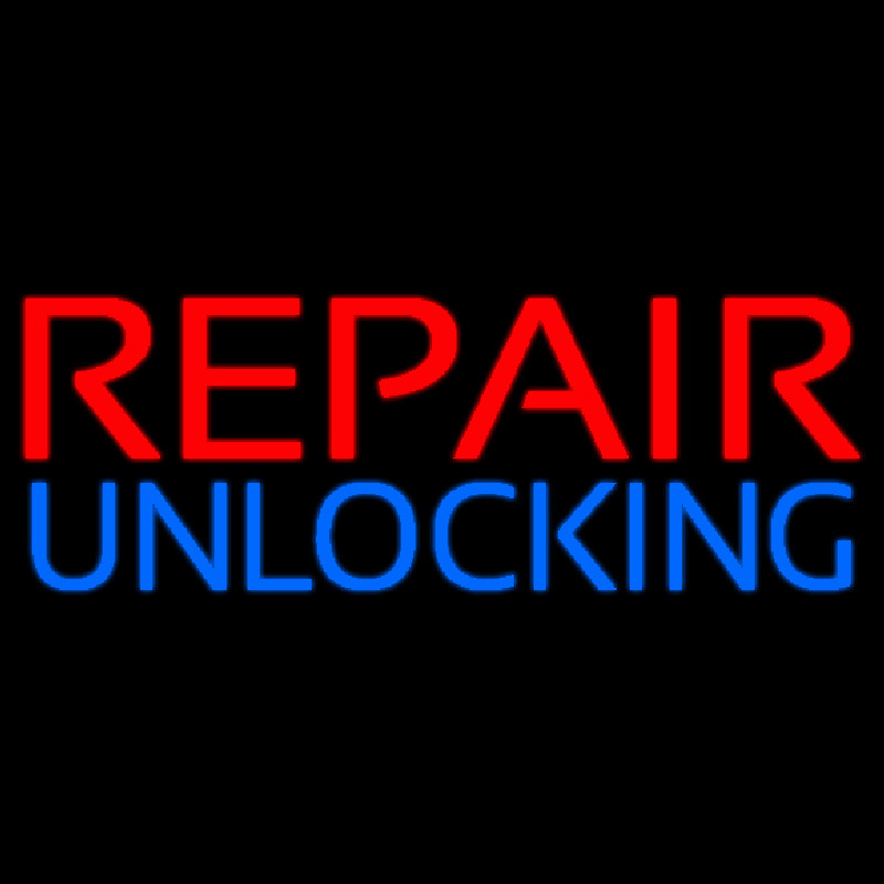 Custom Red Repair Blue Unlocking Block Neon Sign USA
