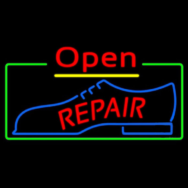 Custom Red Repair Shoe Logo Open Neon Sign USA