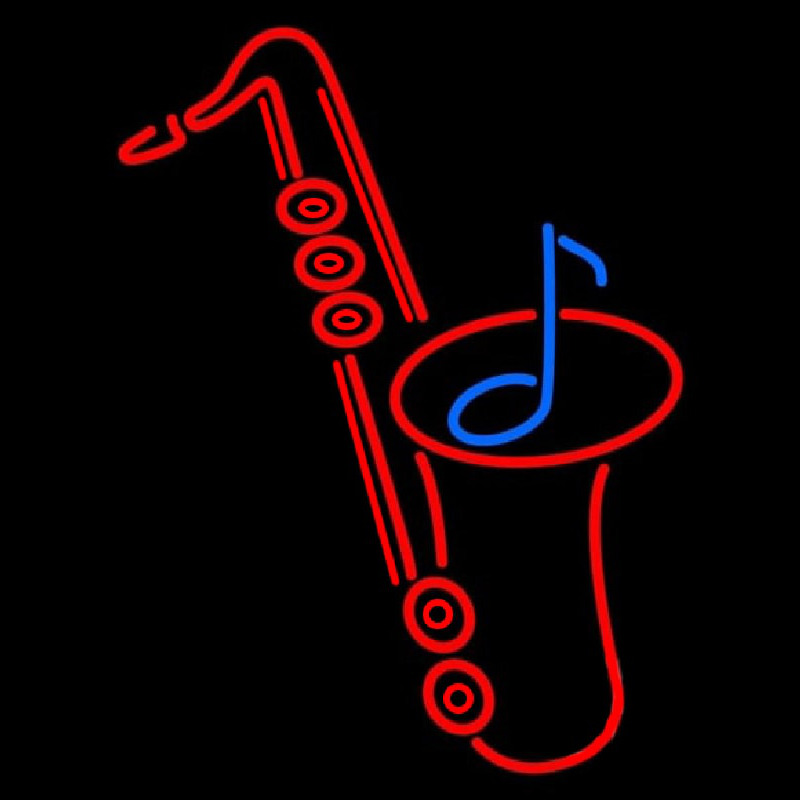 Custom Red Saxophone Logo 1 Neon Sign USA