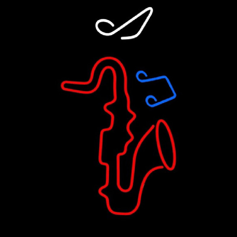 Custom Red Saxophone With Musical Notes 1 Neon Sign USA