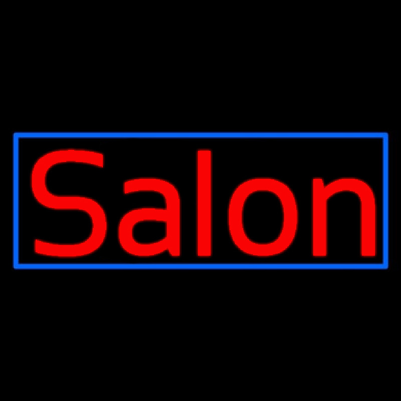 Custom Red Salon With Blue Border Neon Sign USA