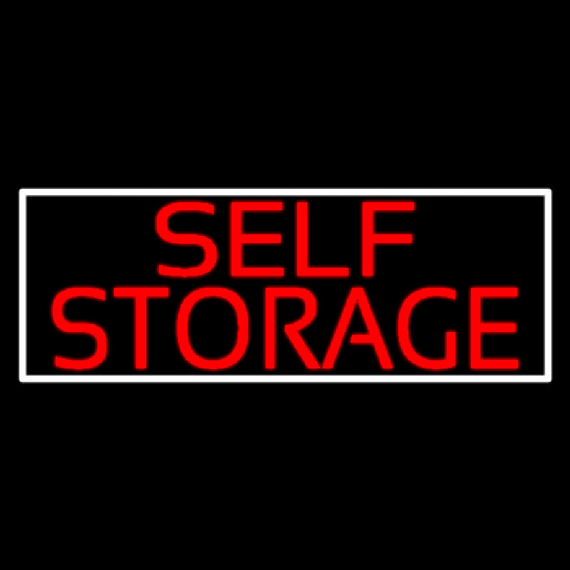 Custom Red Self Storage White Border Neon Sign USA