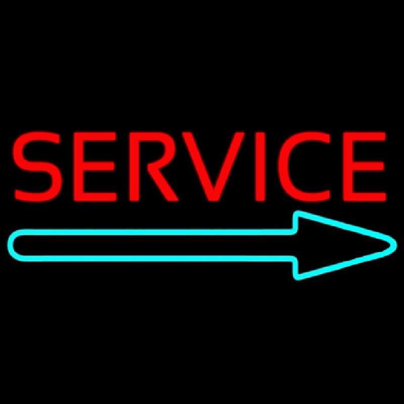 Custom Red Service With Right Arrow 1 Neon Sign USA