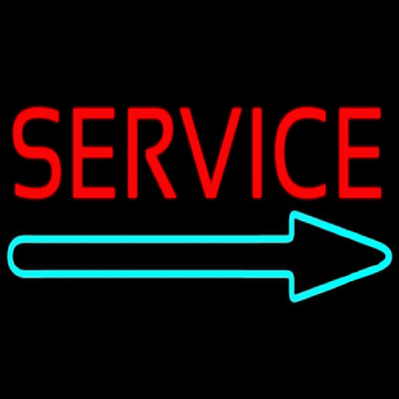 Custom Red Service With Right Arrow Neon Sign USA