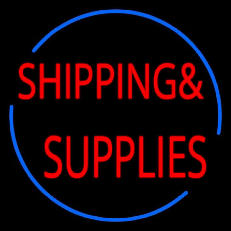 Custom Red Shipping Supplies With Circle Neon Sign USA