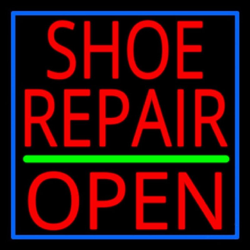 Custom Red Shoe Repair Open Neon Sign