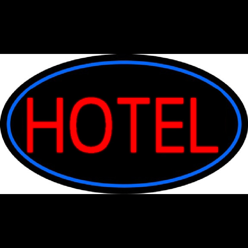 Custom Red Simple Hotel With Blue Border Neon Sign USA