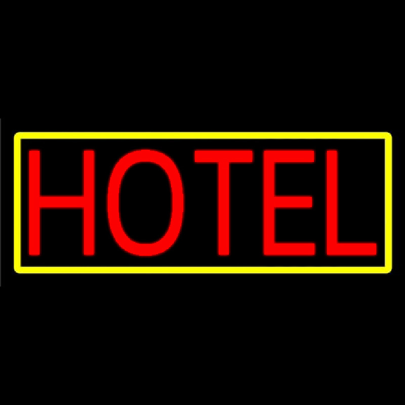 Custom Red Simple Hotel With Yellow Neon Sign USA