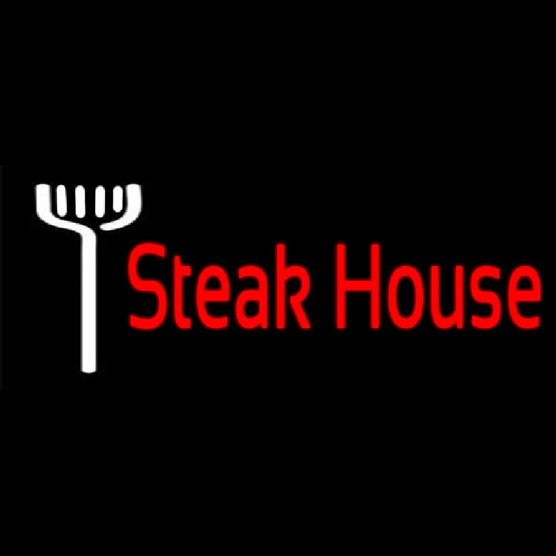 Custom Red Steakhouse With Fork Neon Sign USA