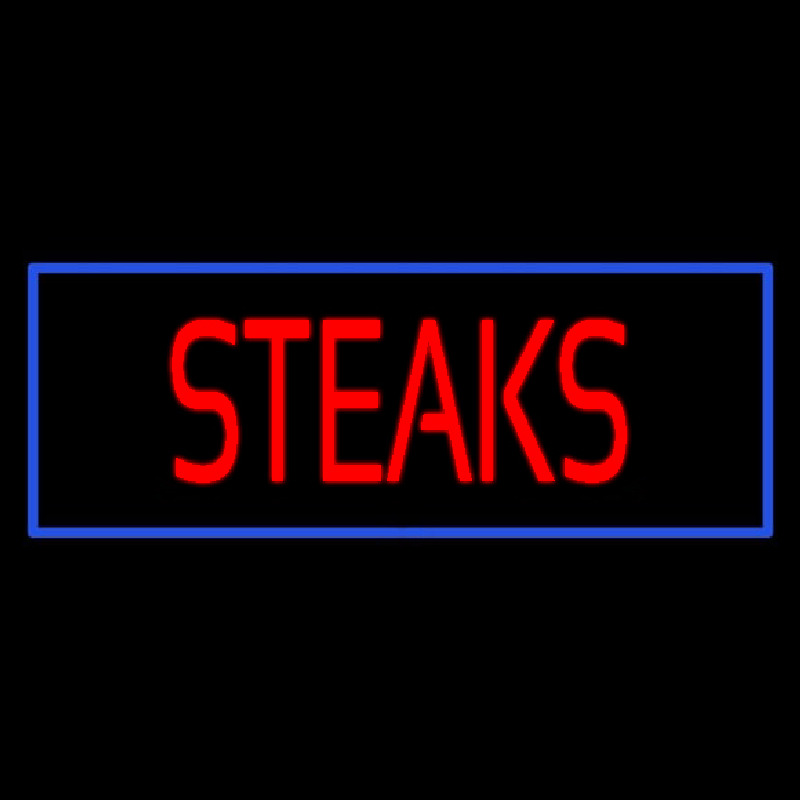 Custom Red Steaks With Blue Border Neon Sign USA