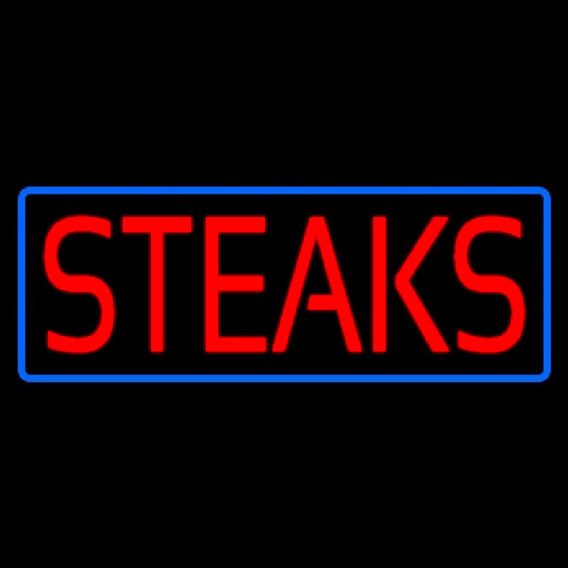 Custom Red Steaks With Blue Border Neon Sign USA