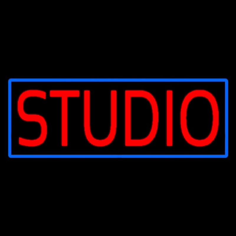 Custom Red Studio Blue Border Neon Sign USA