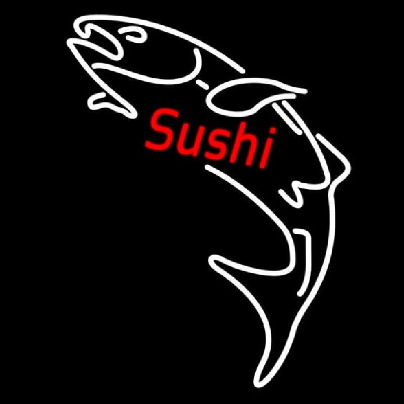 Custom Red Sushi With Fish Logo Neon Sign USA