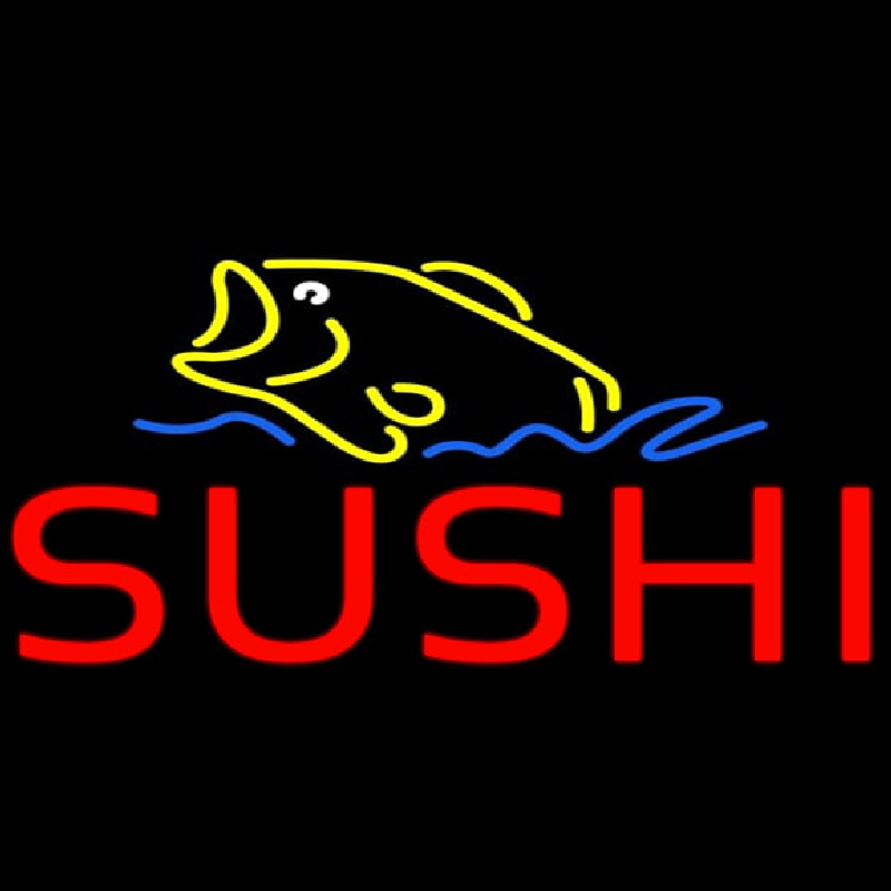 Custom Red Sushi With Fish Logo Neon Sign USA