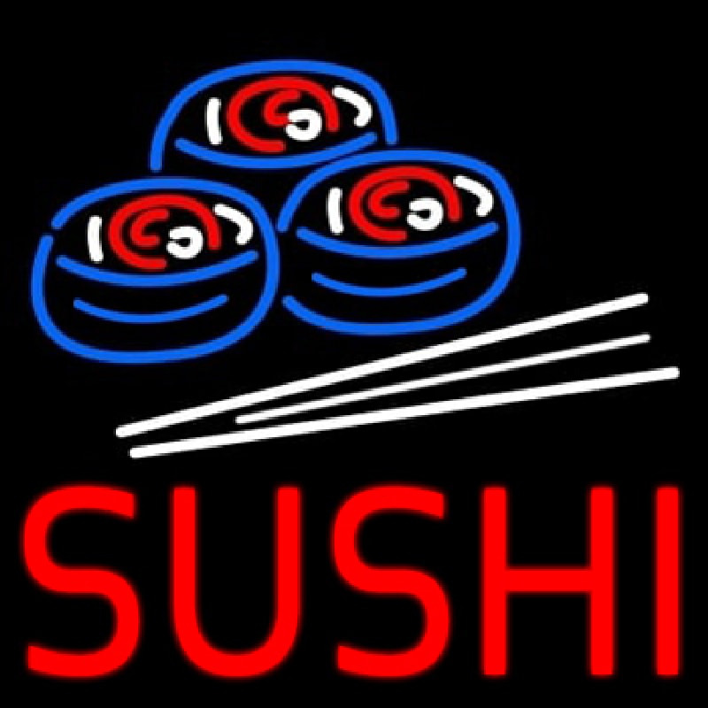 Custom Red Sushi With Sushi Logo Neon Sign USA