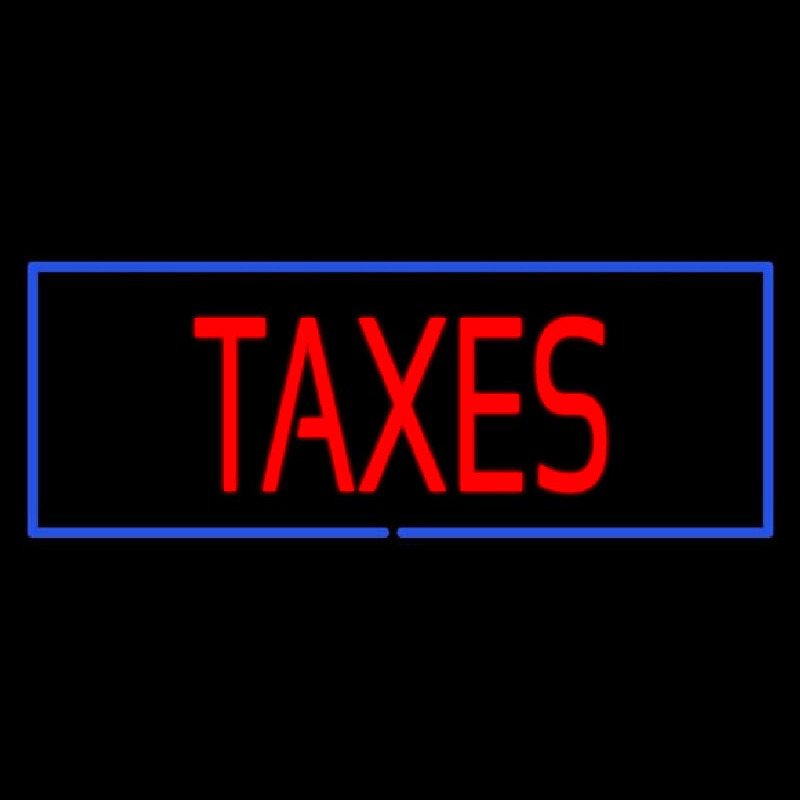 Custom Red Taxes Blue Border Neon Sign USA