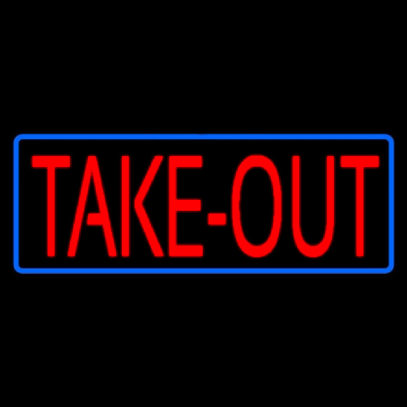 Custom Red Take Out With Blue Border Neon Sign USA