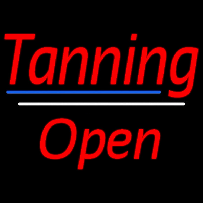 Custom Red Tanning Open Blue White Line Neon Sign USA