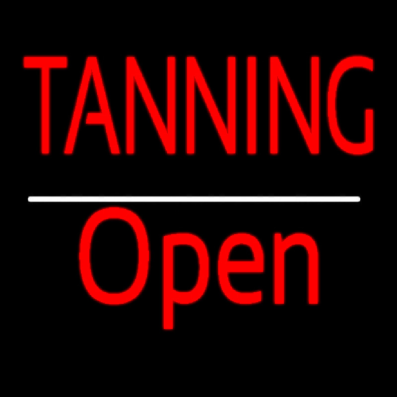Custom Red Tanning Open White Line Neon Sign USA