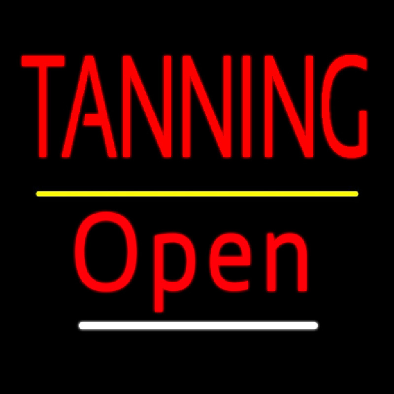 Custom Red Tanning Open Yellow Line Neon Sign USA