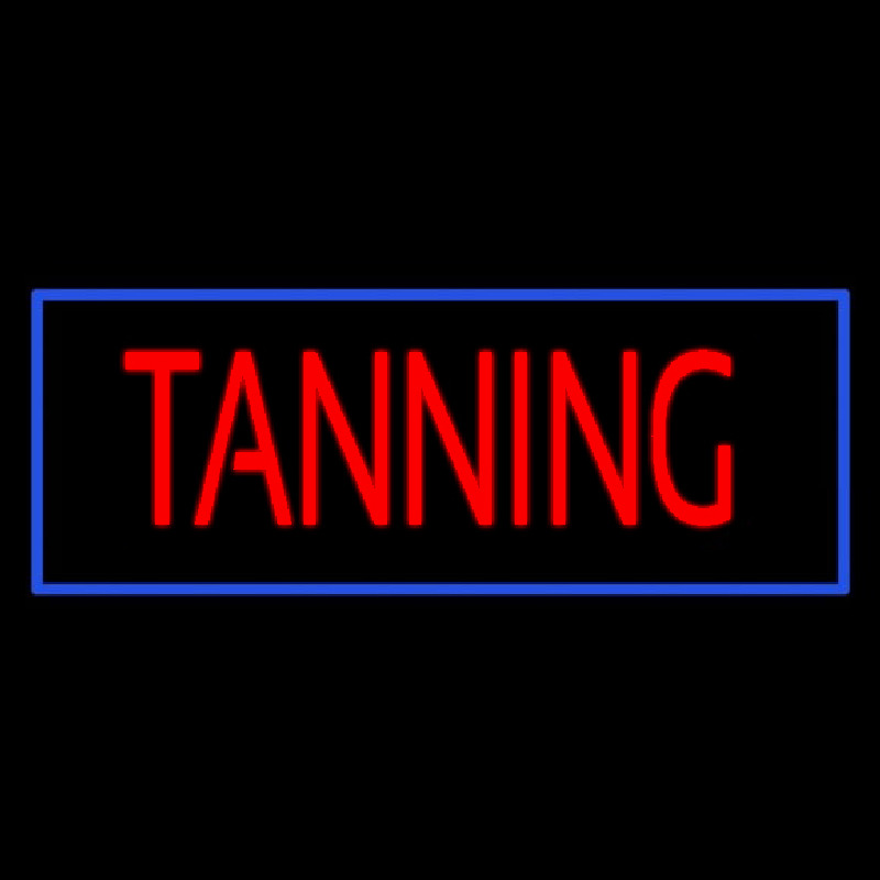 Custom Red Tanning With Blue Border Neon Sign USA