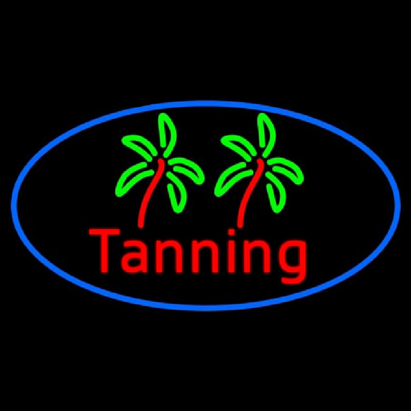 Custom Red Tanning With Palm Tree Neon Sign USA