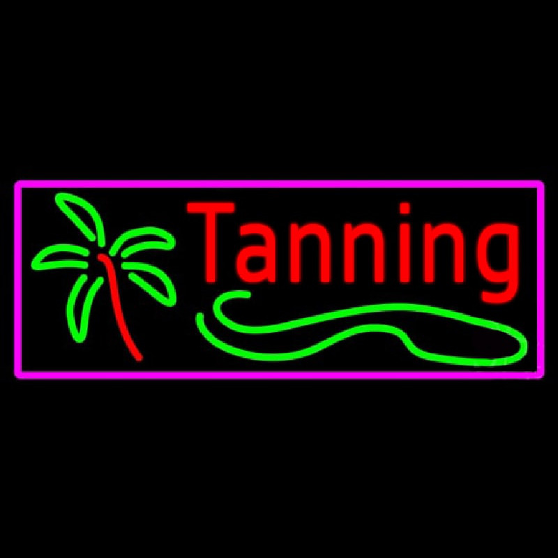 Custom Red Tanning With Palm Tree Neon Sign USA