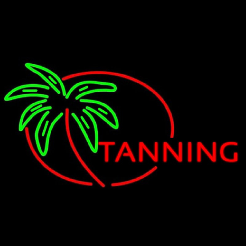Custom Red Tanning With Palm Tree Neon Sign USA