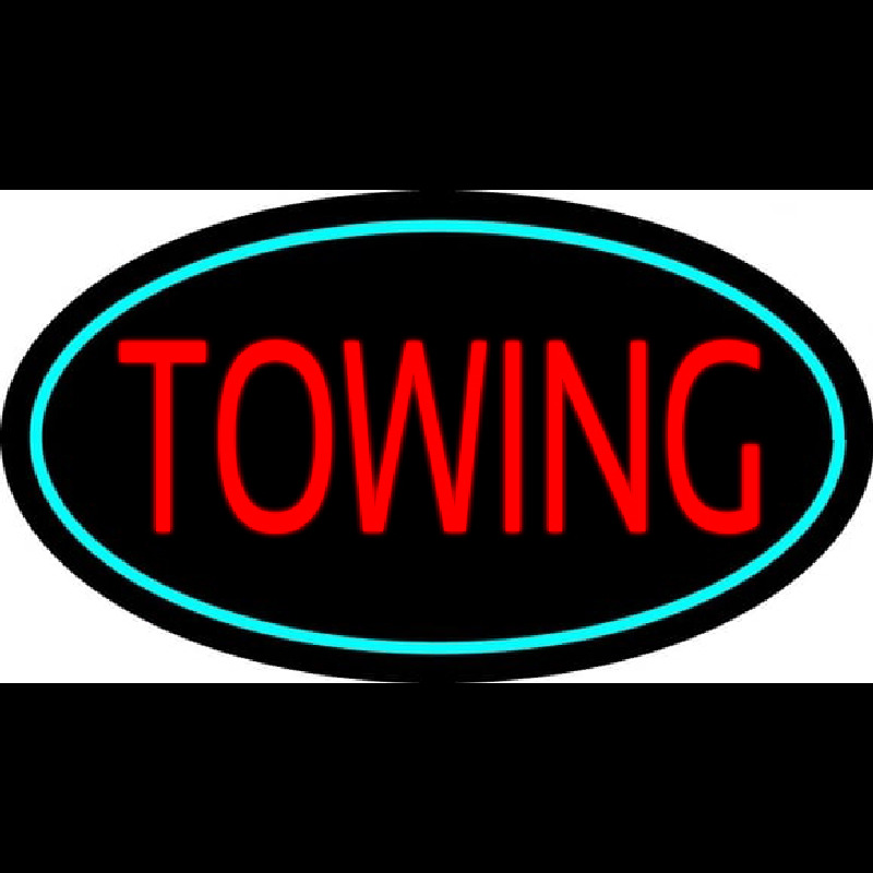 Custom Red Towing Turquoise Border Neon Sign USA