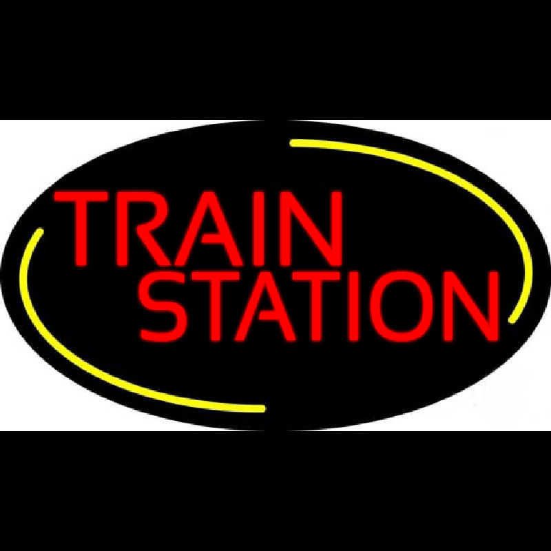 Custom Red Train Station Neon Sign USA
