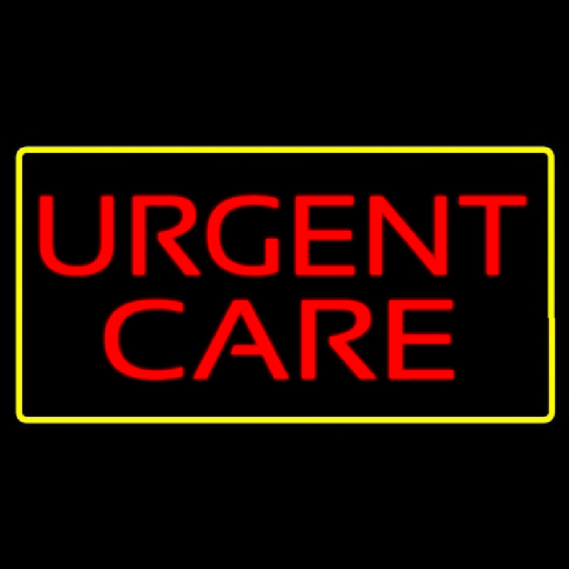 Custom Red Urgent Care Yellow Border Neon Sign USA