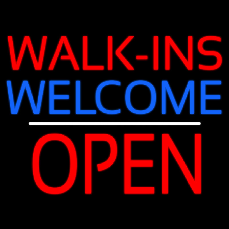 Custom Red Walk Ins Welcome Open Neon Sign USA