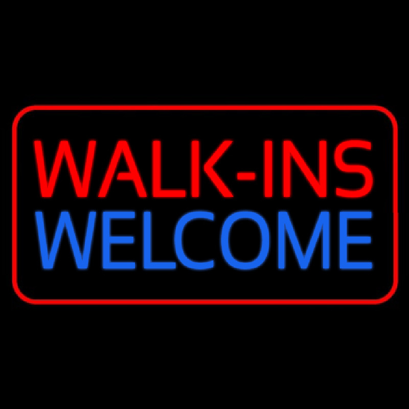 Custom Red Walk Ins Welcome Red Border Neon Sign USA
