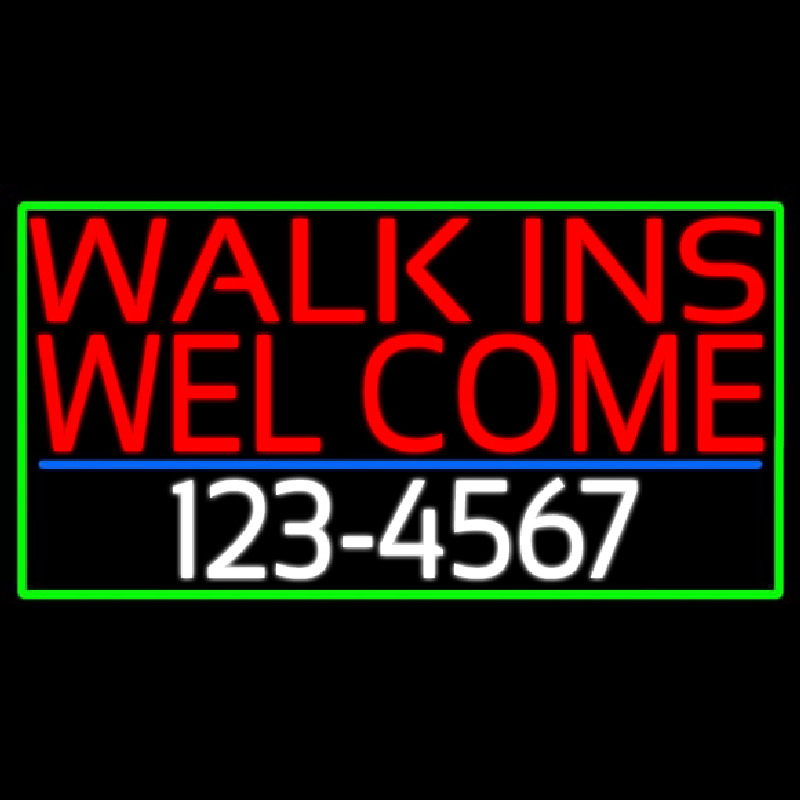 Custom Red Walk Ins Welcome With Phone Number Neon Sign USA