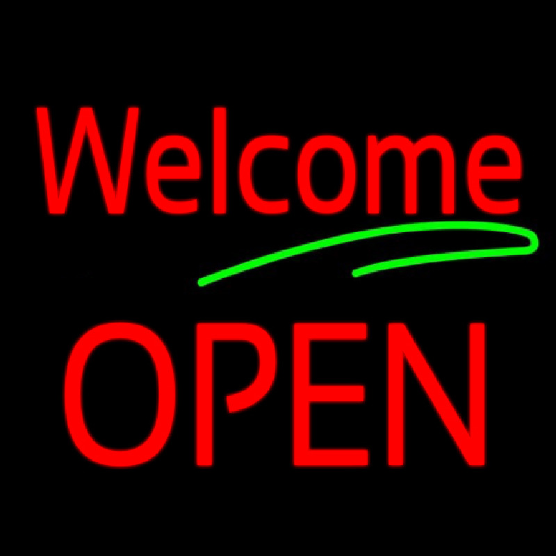 Custom Red Welcome Open Green Line Neon Sign USA