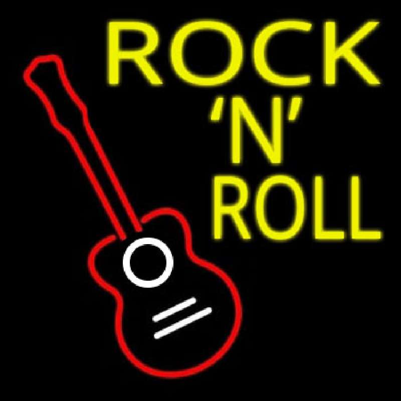 Custom Rock N Roll With Guitar Neon Sign USA
