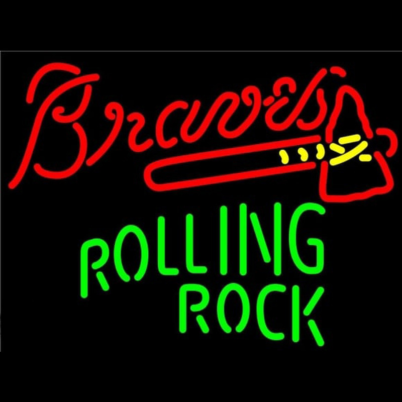 Custom Rolling Rock Atlanta Braves MLB Beer Sign Neon Sign USA