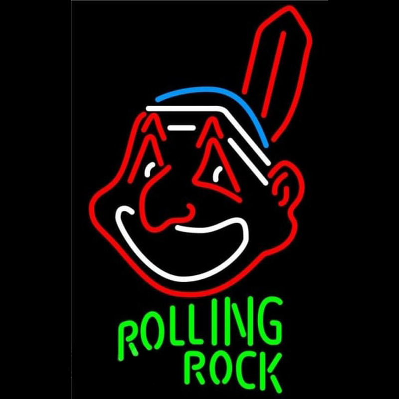 Custom Rolling Rock Cleveland Indians MLB Beer Sign Neon Sign USA