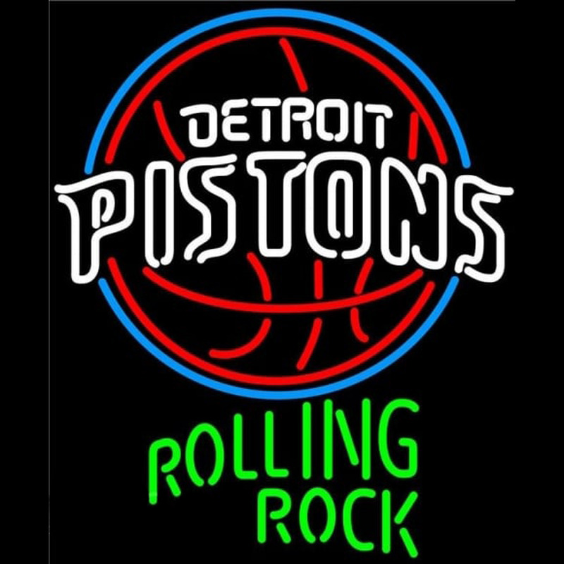 Custom Rolling Rock Detroit Pistons NBA Beer Sign Neon Sign USA