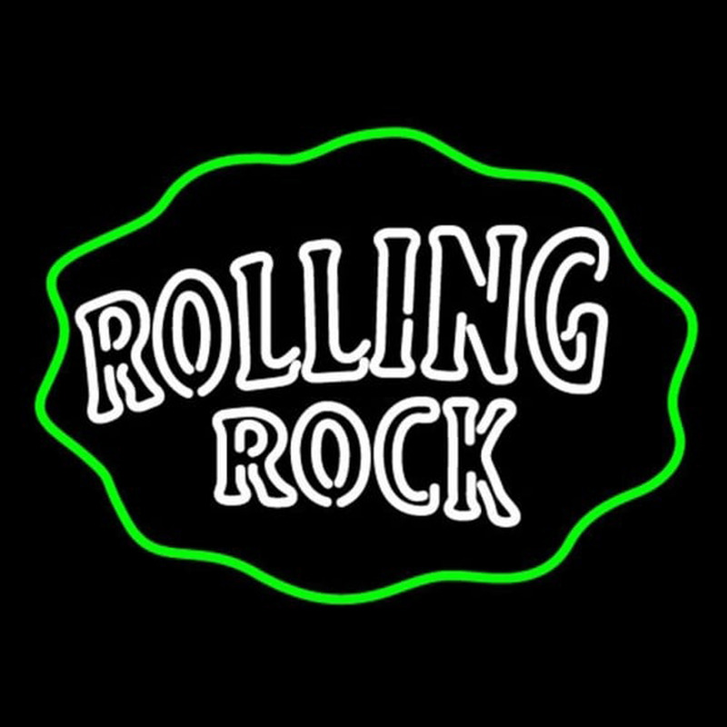 Custom Rolling Rock Double Line Logo With Wavy Circle Neon Sign USA