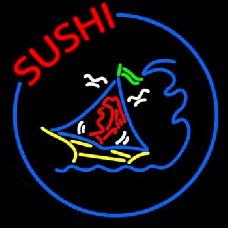 Custom Round Sushi Logo  Neon Sign USA