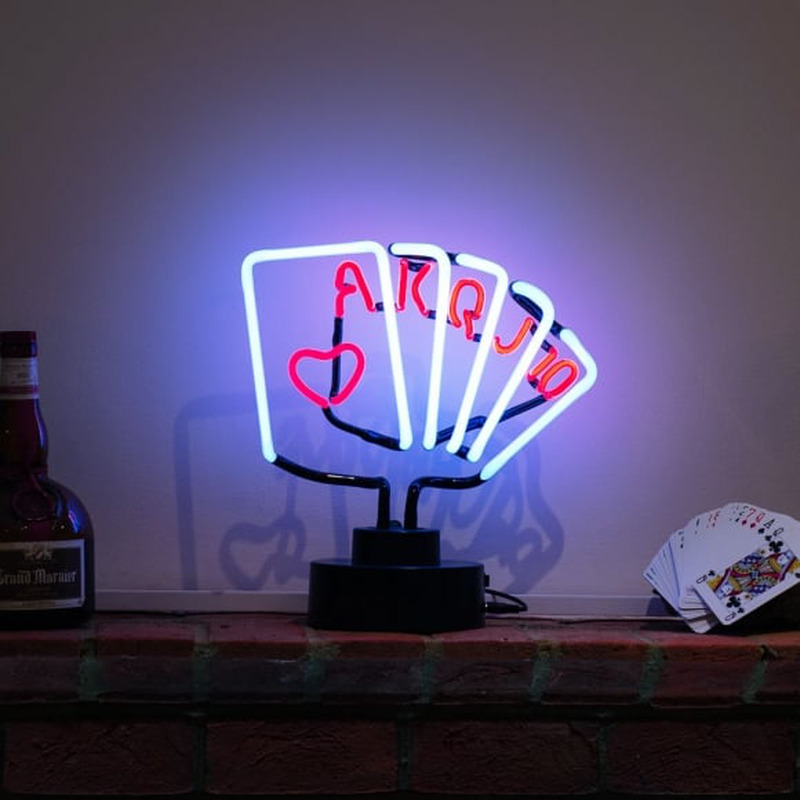 Custom Royal Flush Poker Cards Desktop Neon Sign