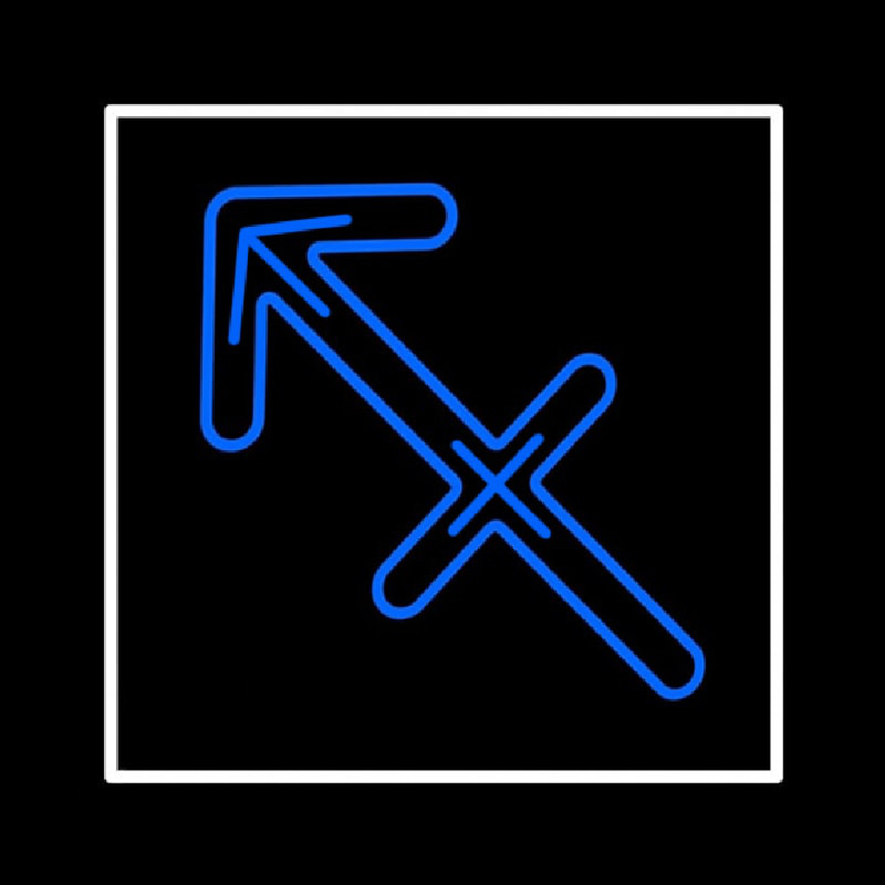 Custom Sagittarius Zodiac Blue Border White Neon Sign USA
