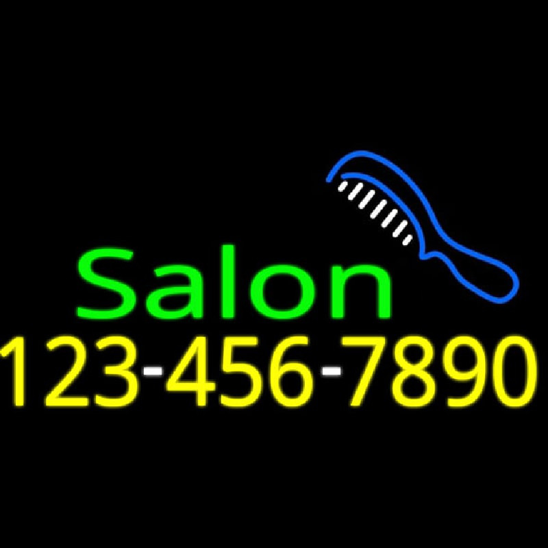 Custom Salon With Comb And Number Neon Sign USA