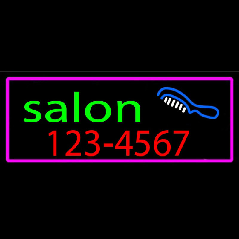 Custom Salon With Comb And Number Neon Sign USA